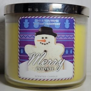 Bath & Body Works Merry Cookie Candle with Snowman Design